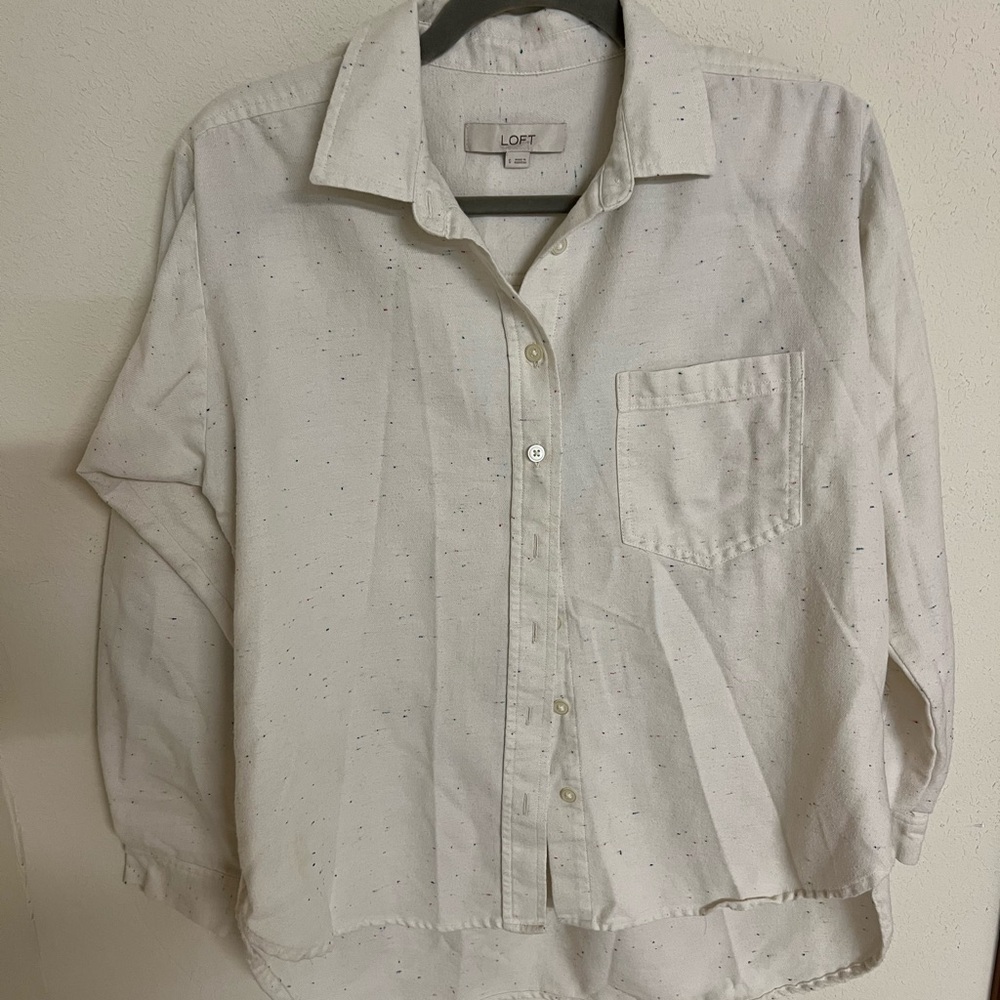 LOFT Women's White Speckled Blouse